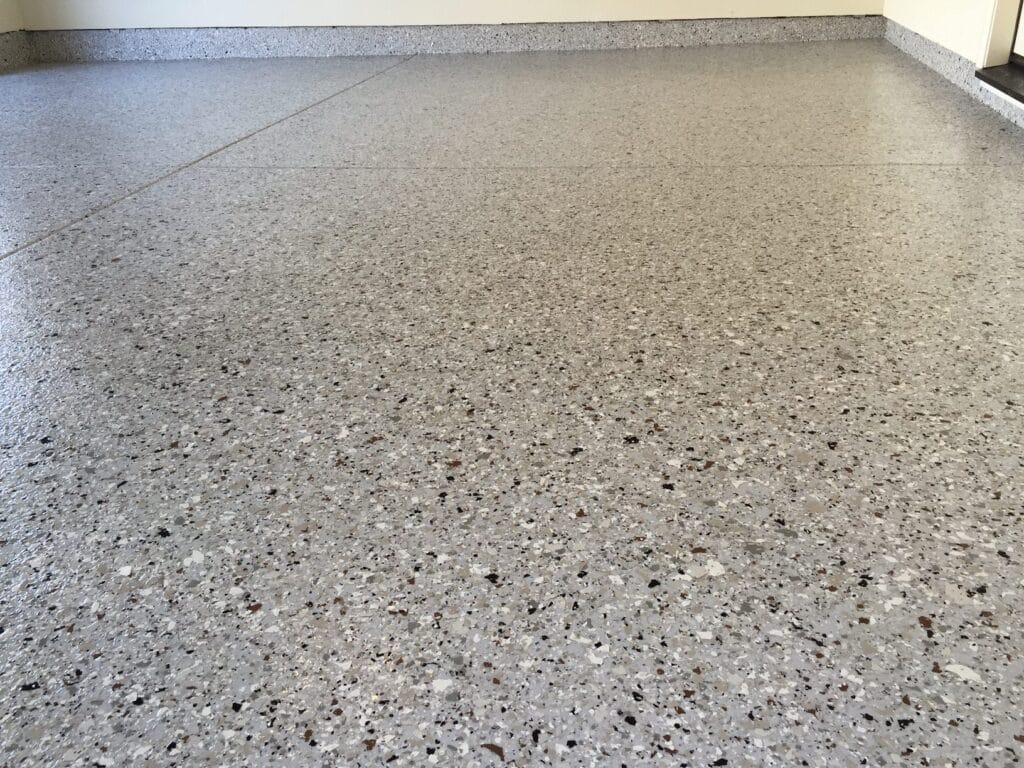 Light Gray Garage Epoxy with Gray, Black, and White Flakes